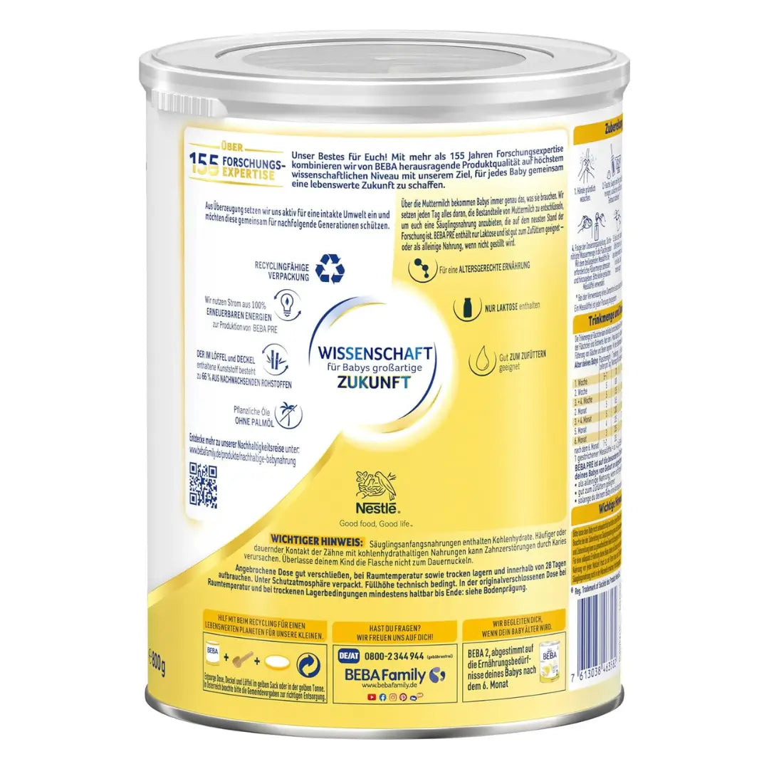 Information about Beba on the back of the box