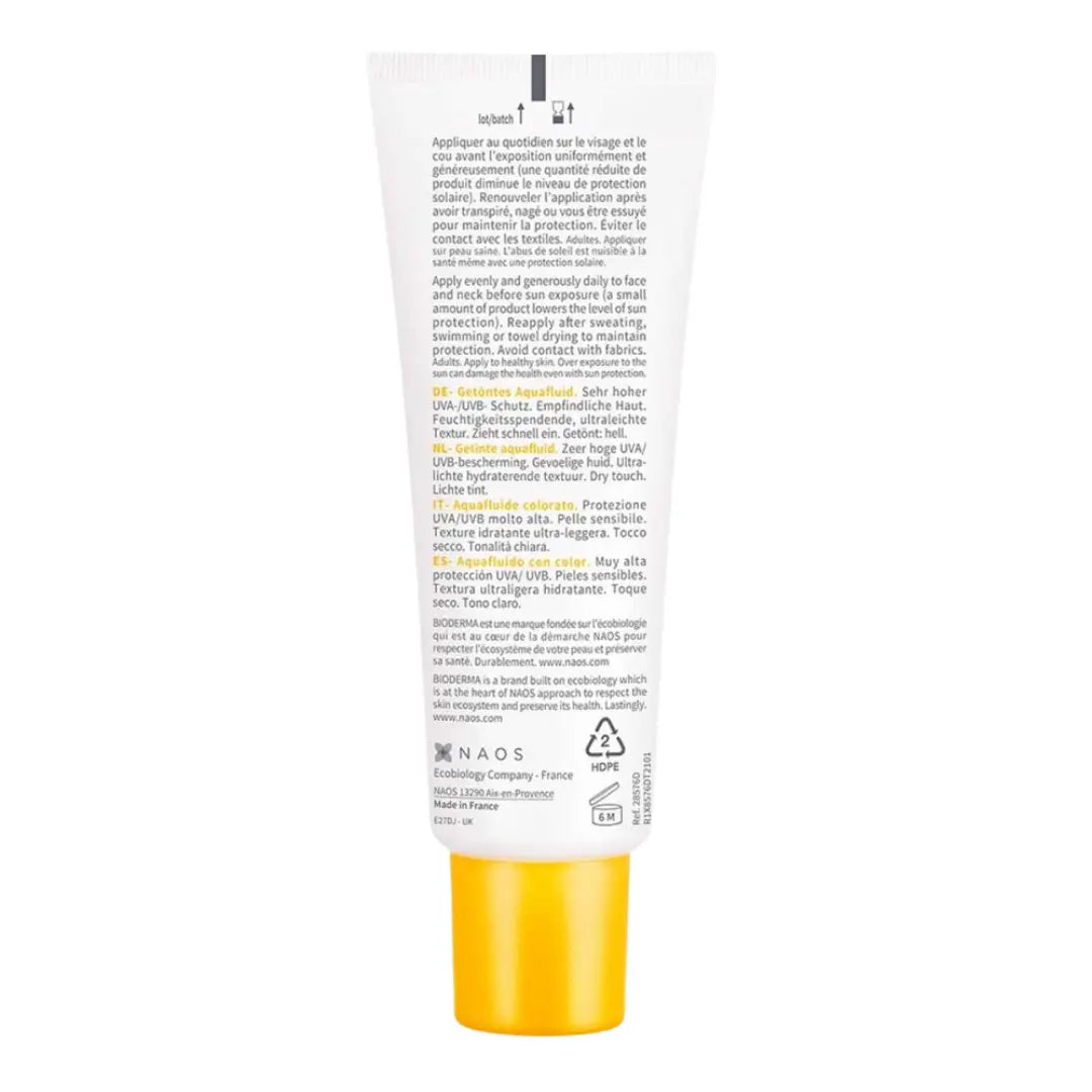 Back of the Bioderma Photoderm Aquafluid Tinted tube