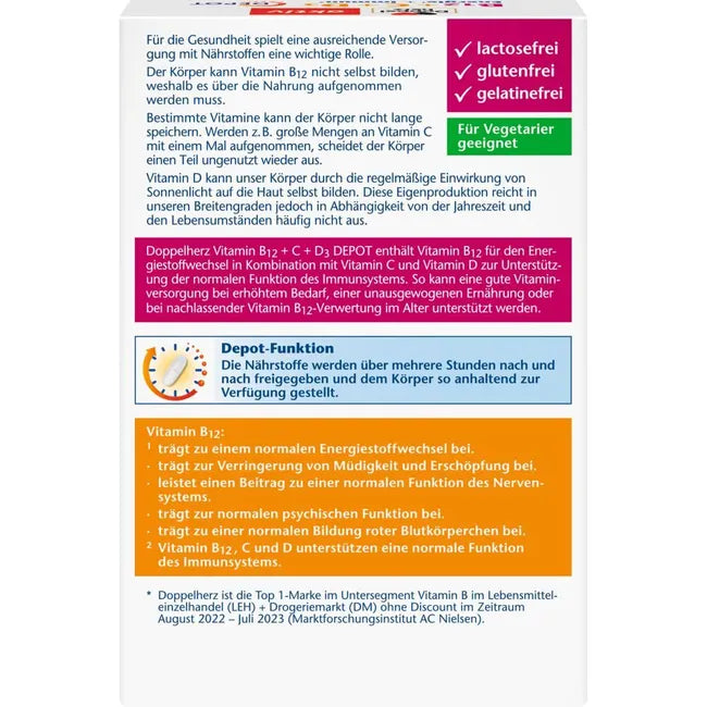 Description on the back of the 30 depot-tablets package, explaining that the depot function releases the nutrients slowly over time to ensure a stable supply with nutrients.