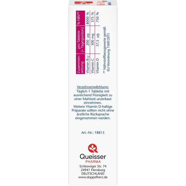 Other side of the 30 tab box showing the consumption recommendation