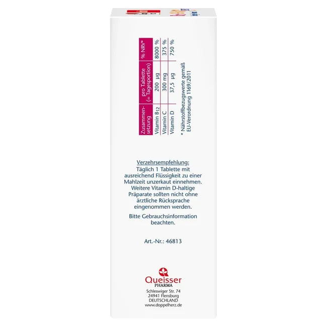 Other side of the 100 tab box showing the consumption recommendation