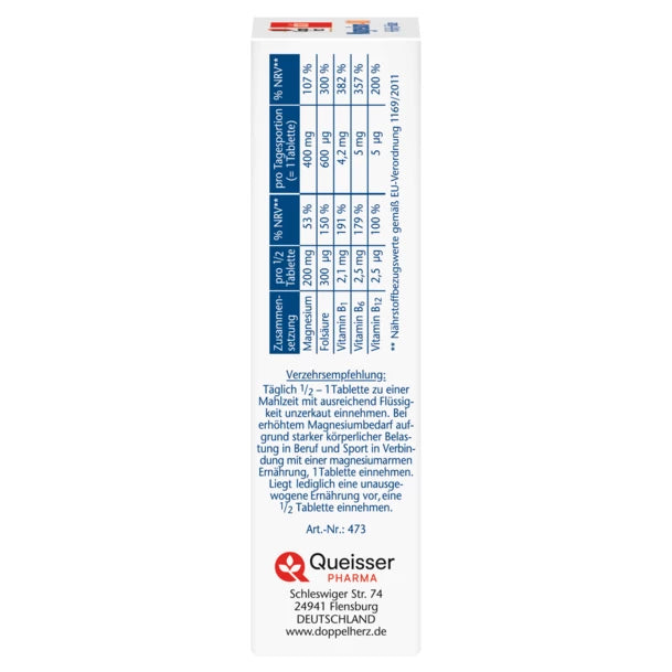 Side of the package showing the table of nutritional values