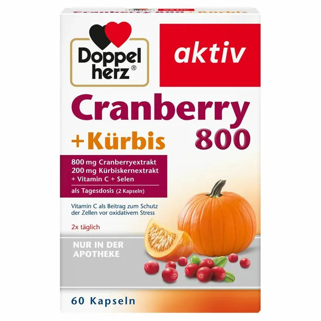 Front of the Doppelherz Cranberry 800 + Pumpkin package