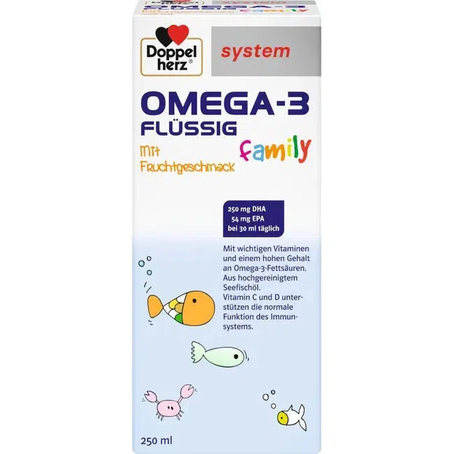 Front of the package, showing fishes and a crab, as well as the DHA and EPA concentration