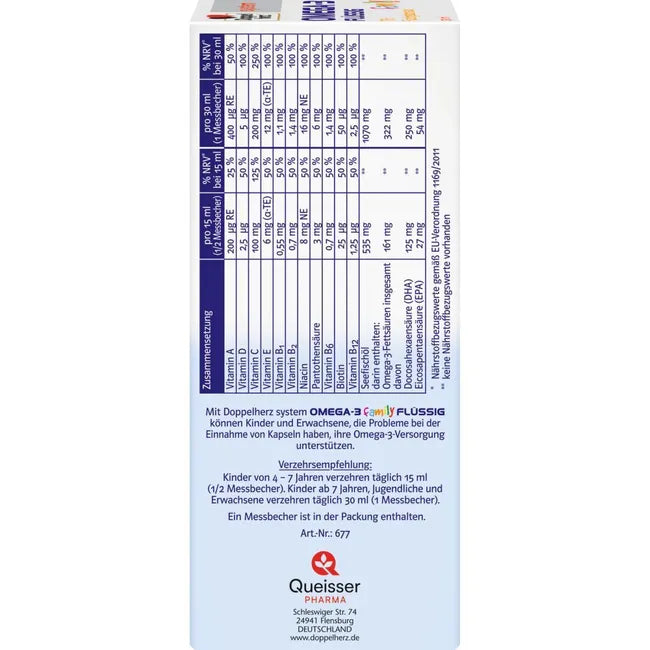 The other side of the package, showing a table about how many mg of the various vitamins are contained in the product