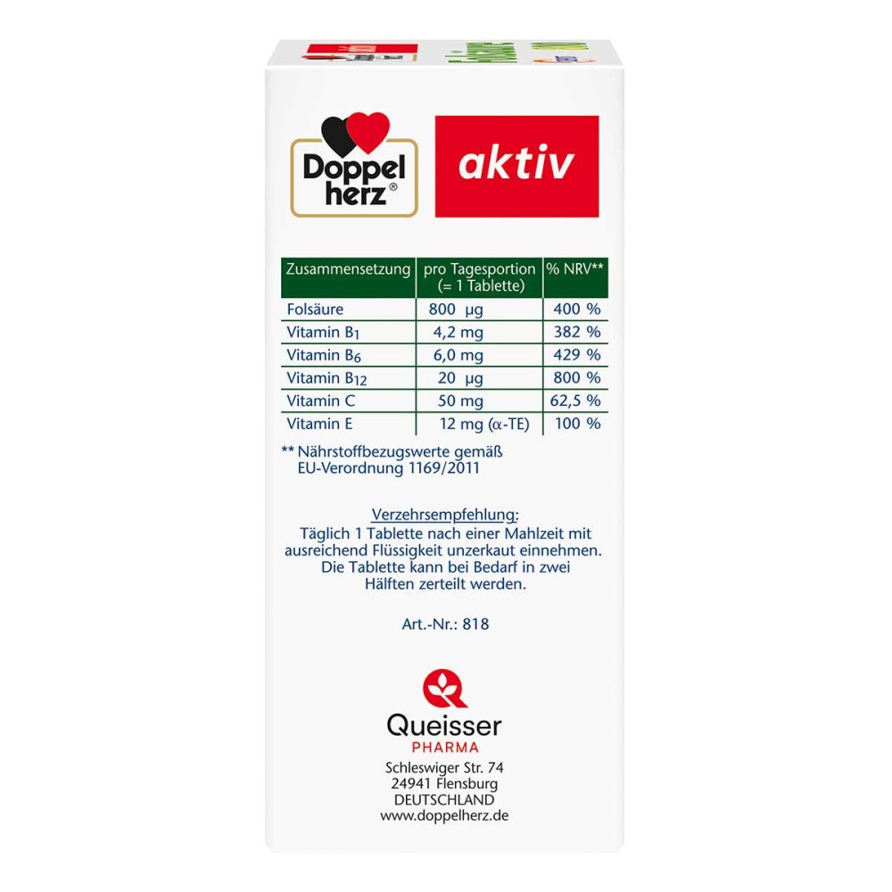 <ul> <li><span>Folic acid contributes to normal cell division and blood formation</span></li> <li><span>With vitamins C, B6 and B12 to support the normal function of the immune system</span></li> <li><span>Vitamin B1 contributes to normal heart function</span></li> <li><span>Depot tablet with time-delayed nutrient release</span></li> </ul>