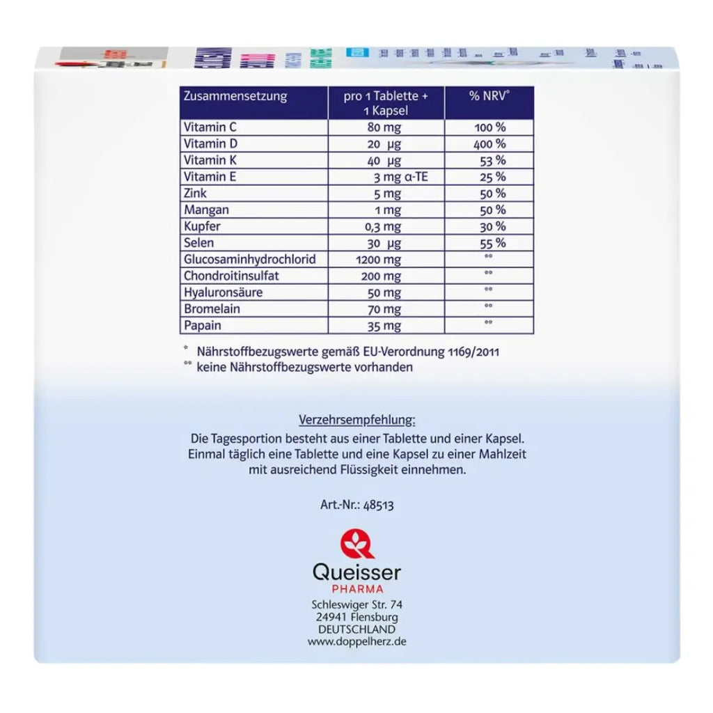 Ingredients table on the side of the box
