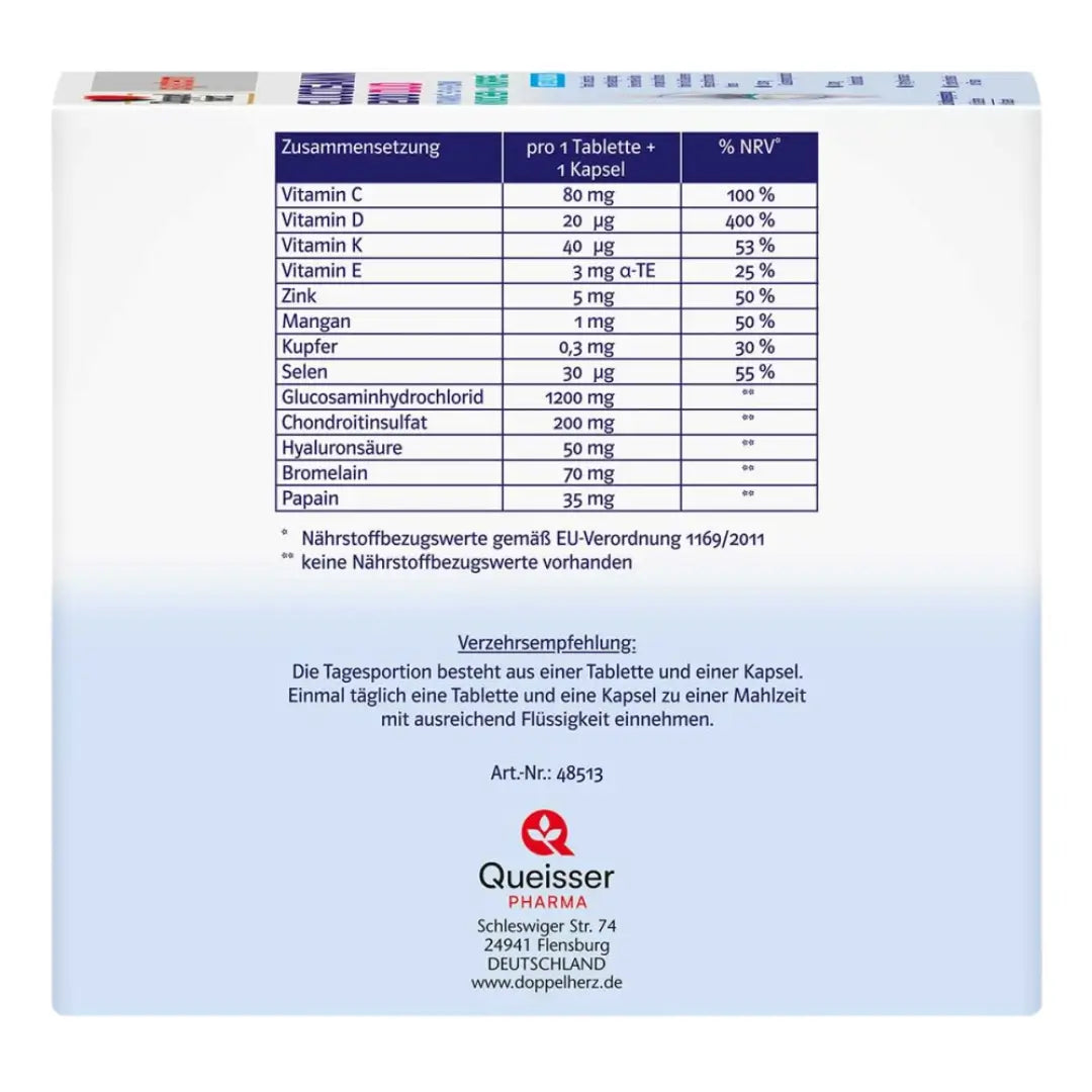 Ingredients table on the side of the box