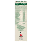 Side of the package showing the table that details the different natural herbs and their concentration