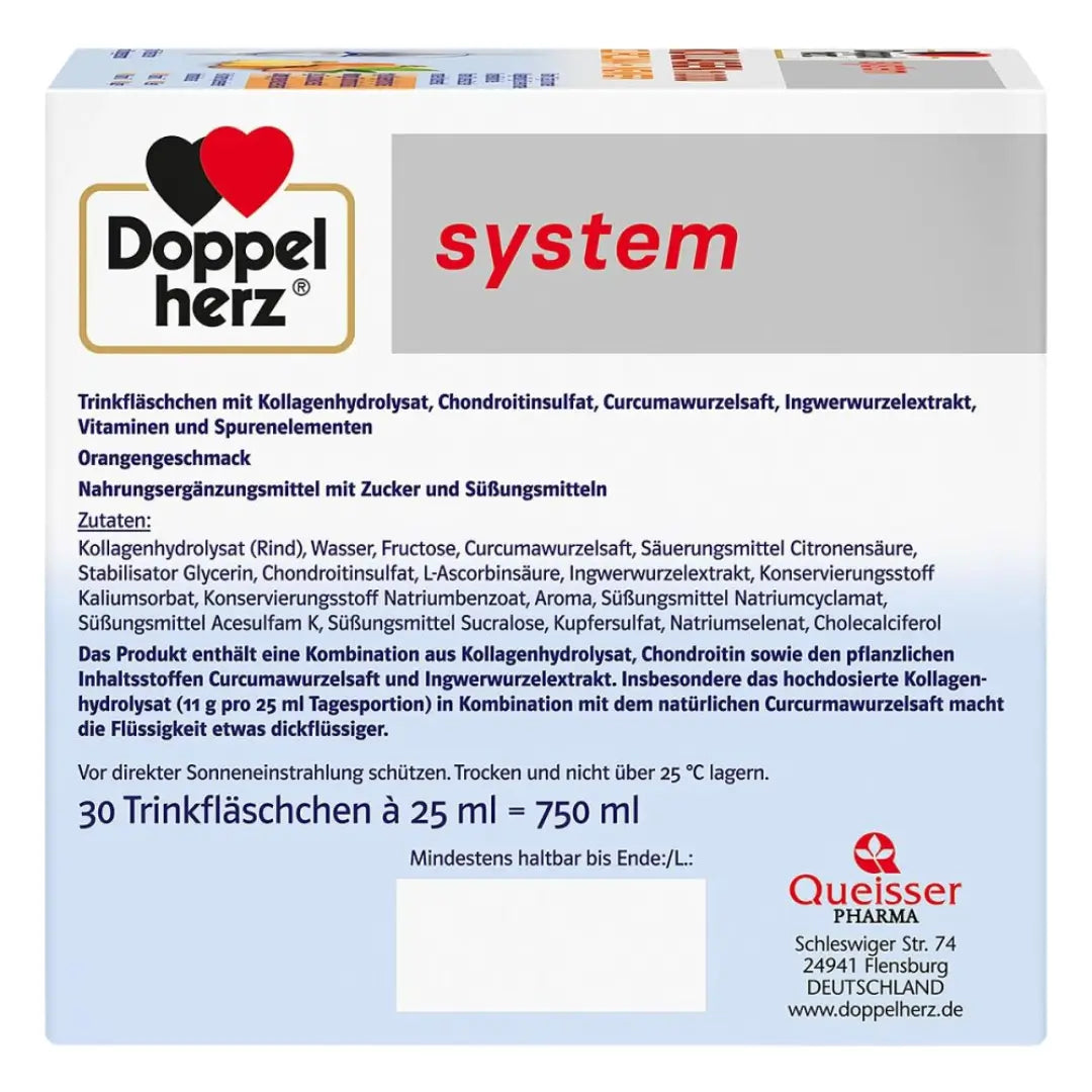 Side of the Doppelherz Collagen package showing the ingredients list