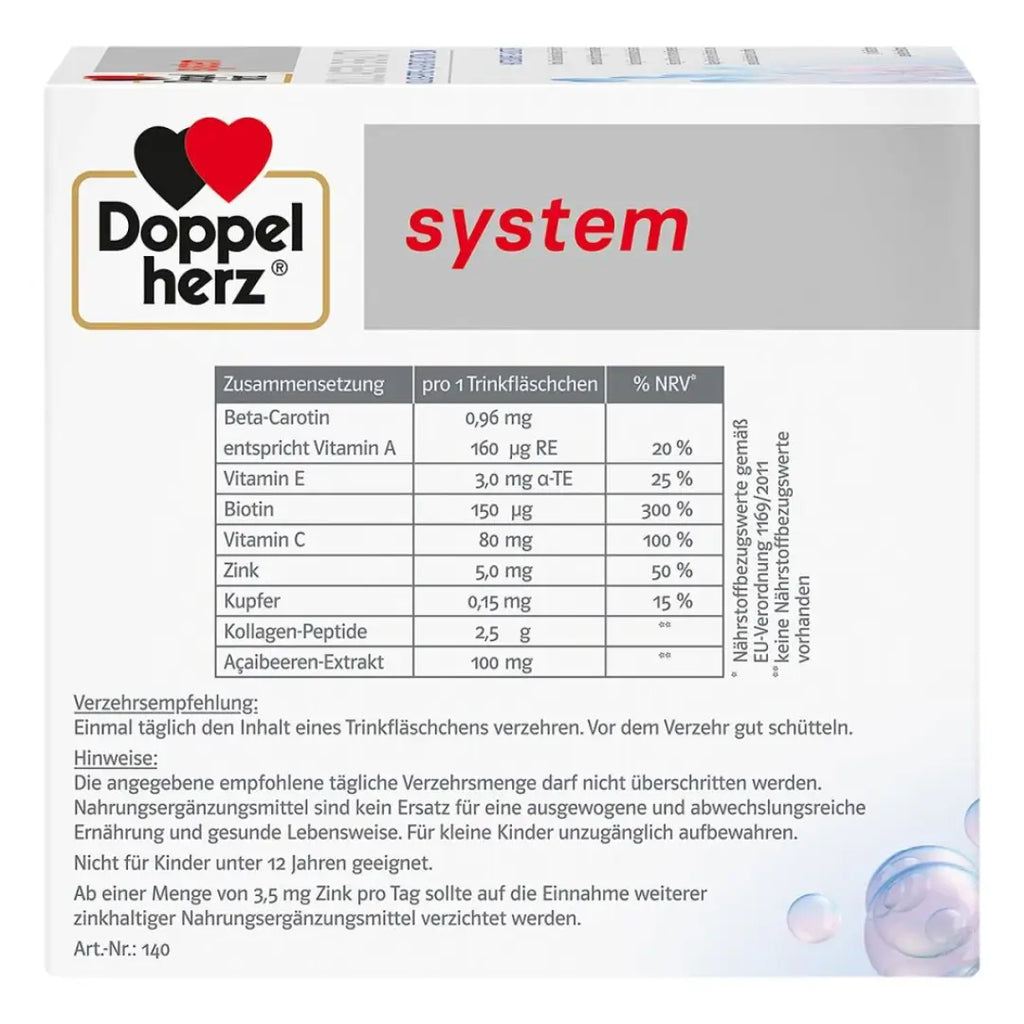 Nutritional table and consumption recommendation