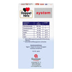 Doppelherz system packaging with nutritional information on a white background