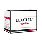 Elasten collagen carton box package from a slight left angle