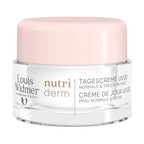 Louis Widmer Nutri Derm cream jar with pink lid on a white background