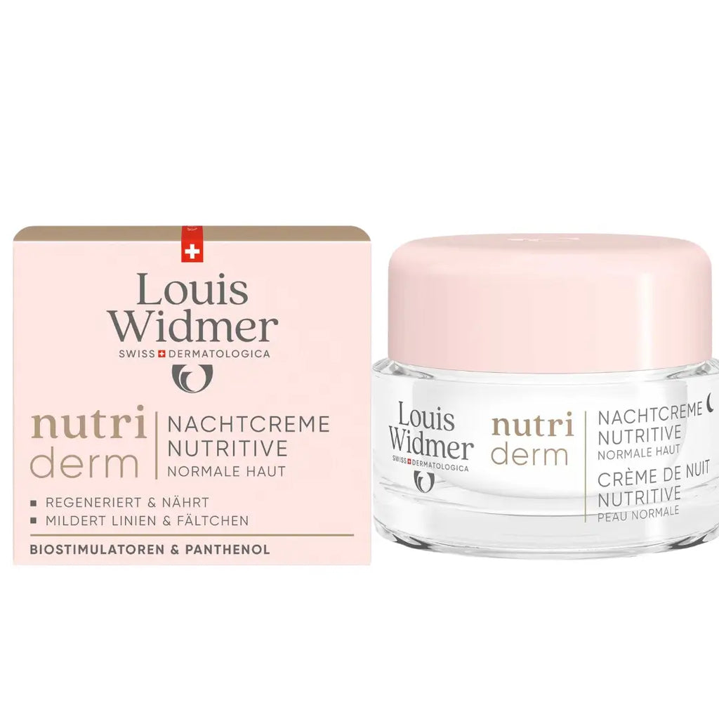 Louis Widmer nutri derm night cream packaging on a white background