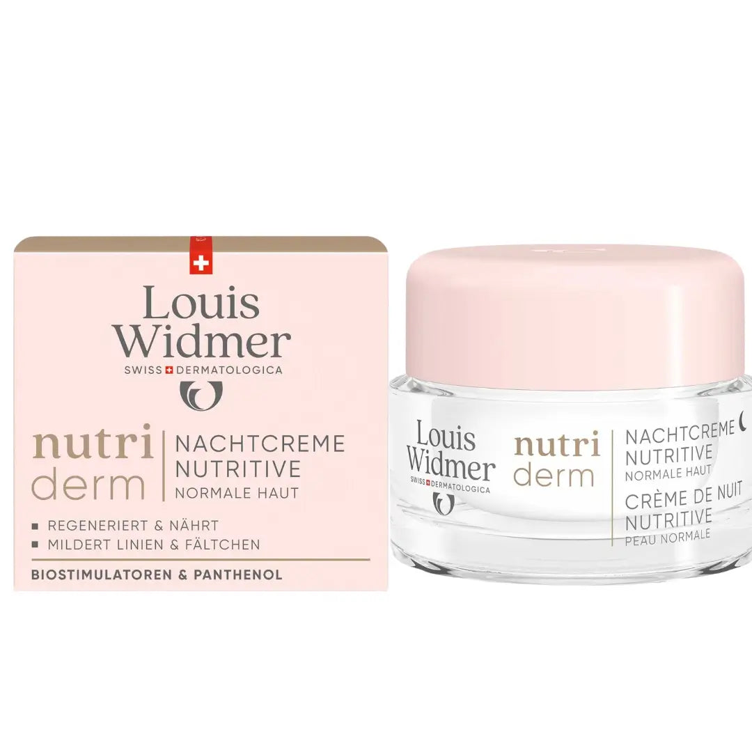 Louis Widmer nutri derm night cream packaging on a white background