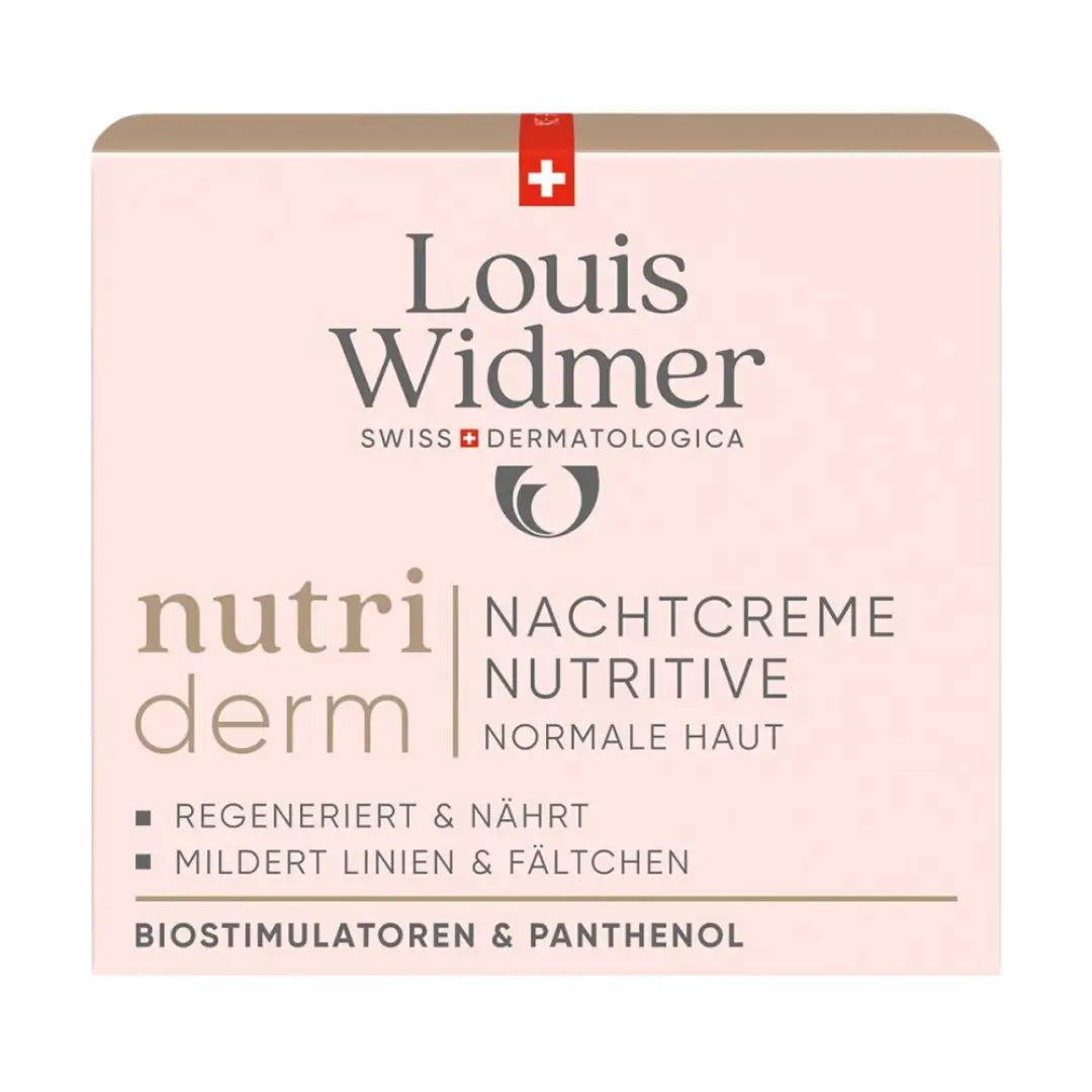 Louis Widmer nutriderm night cream nutritive packaging on a white background