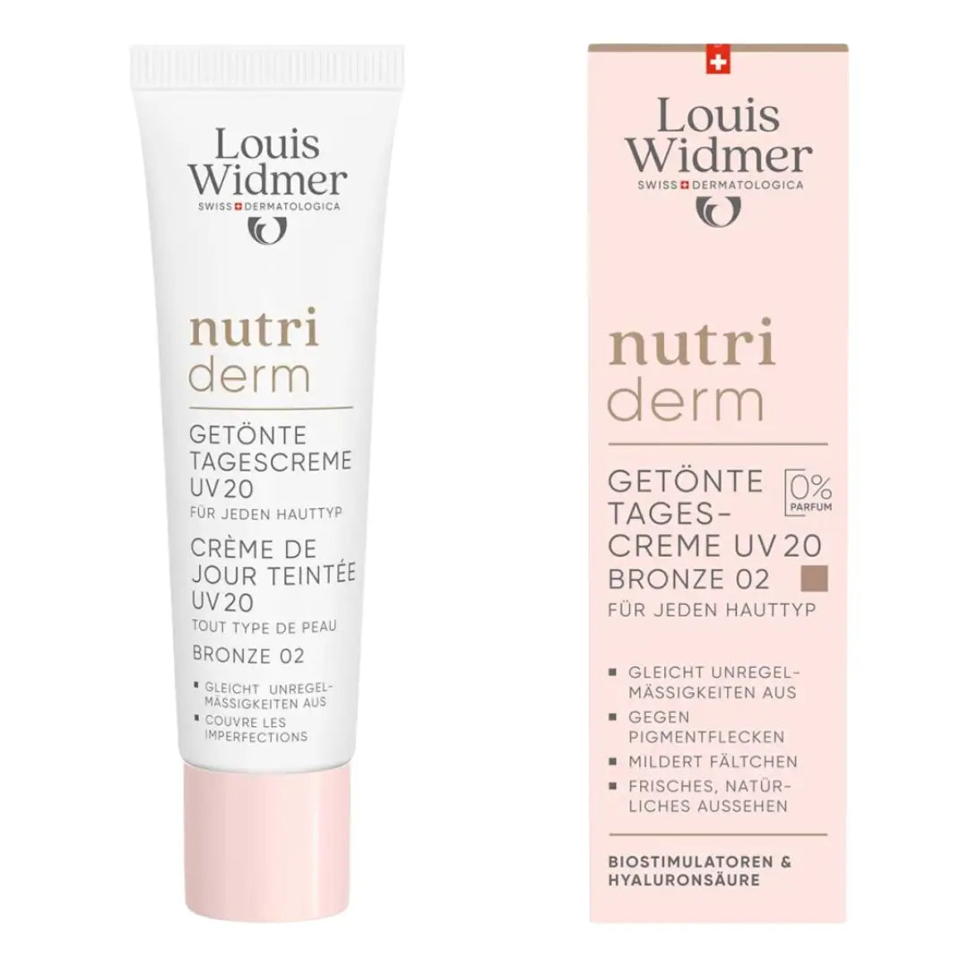 Louis Widmer Nutri Derm cream tube and packaging on a white background