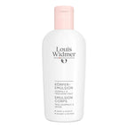 Louis Widmer body emulsion bottle on a white background