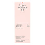 Louis Widmer body milk packaging on a white background