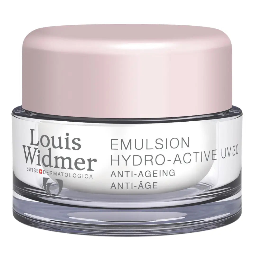 Cream jar of Louis Widmer Day Emulsion Hydro-Active UV30 Anti-Ageing