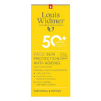 carton box of Louis Widmer Face Sun Protection Anti-Ageing SPF 50+ no parfum 50 ml
