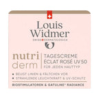 Louis Widmer nutriderm Tagescreme Éclat Rosé UV 50 packaging on a white background