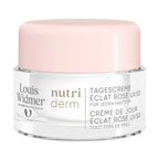 Louis Widmer Nutriderm cream jar with pink lid on a white background