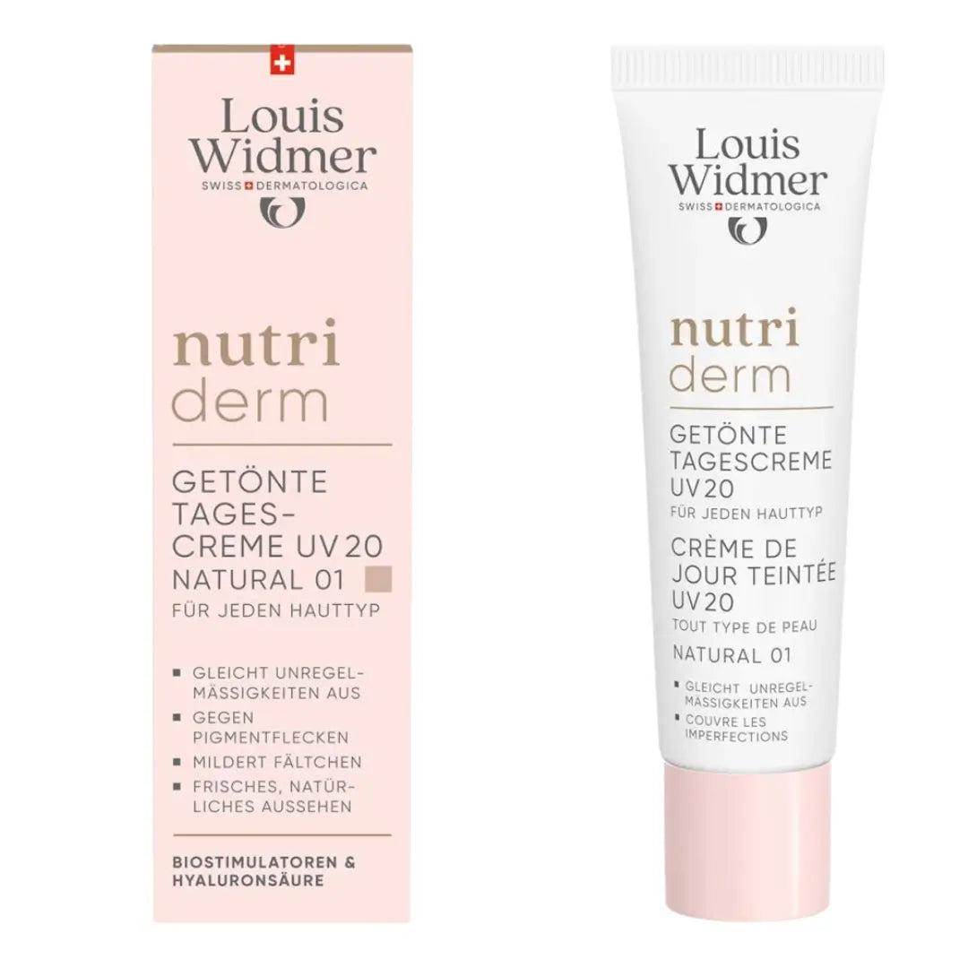 Louis Widmer nutri derm skincare products on a white background