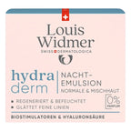 Packaging of Louis Widmer Hydraderm Night Emulsion without perfume
