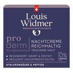 Louis Widmer skincare product packaging with text on a blue background