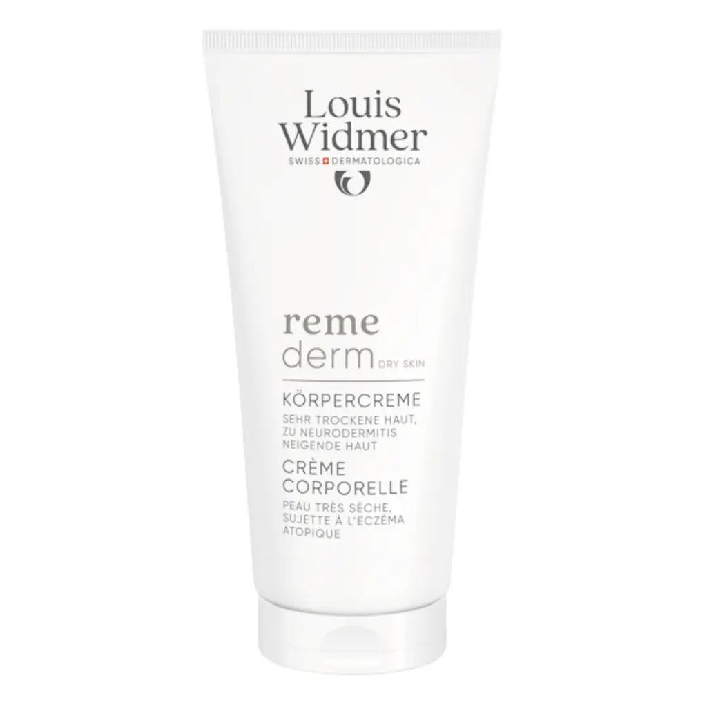Louis Widmer Remederm body cream on a white background
