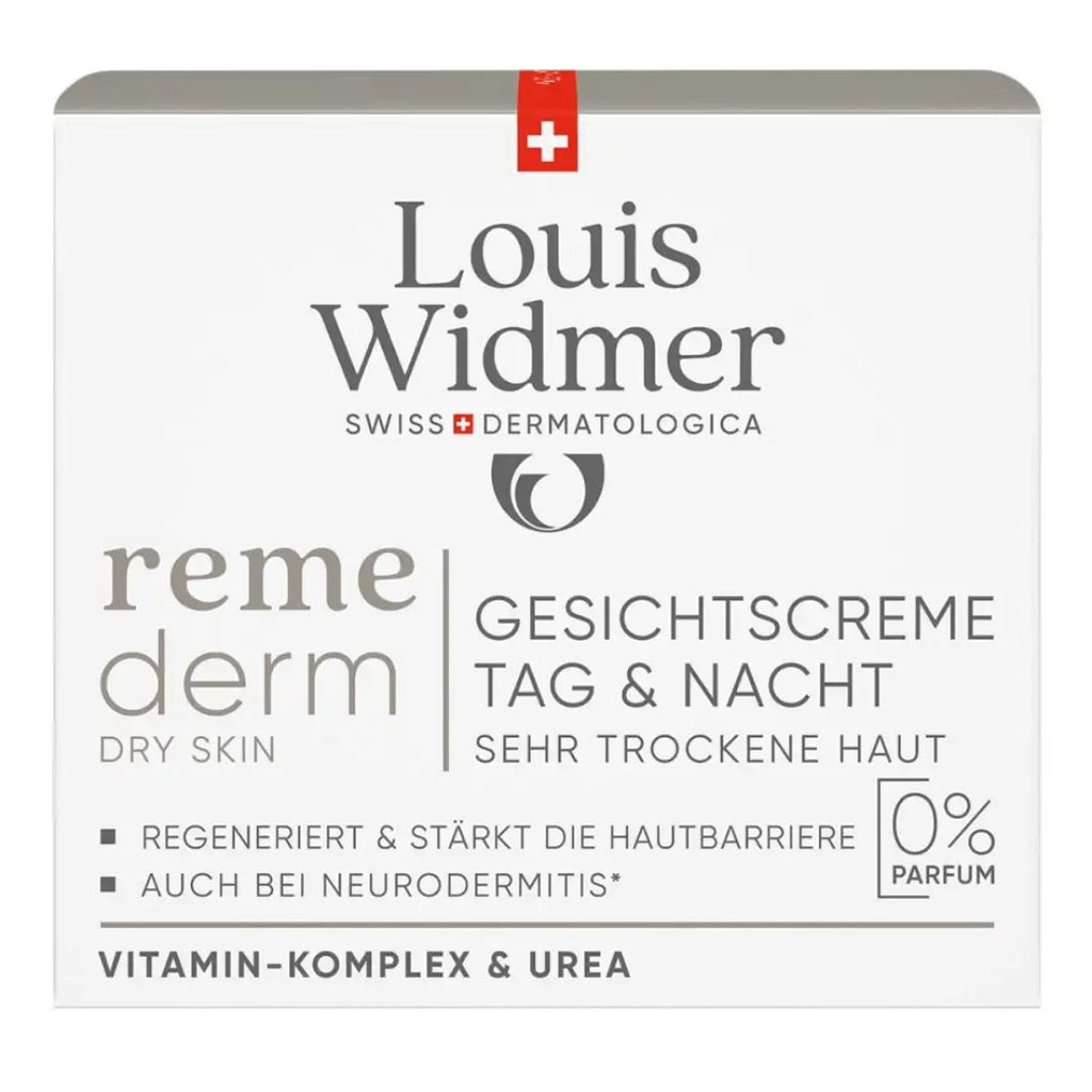 Louis Widmer skincare cream packaging for dry skin on a white background