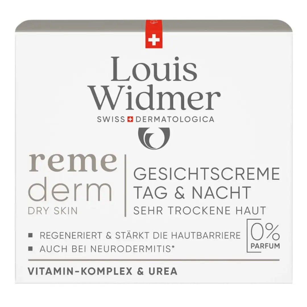 Louis Widmer skincare cream packaging for dry skin on a white background