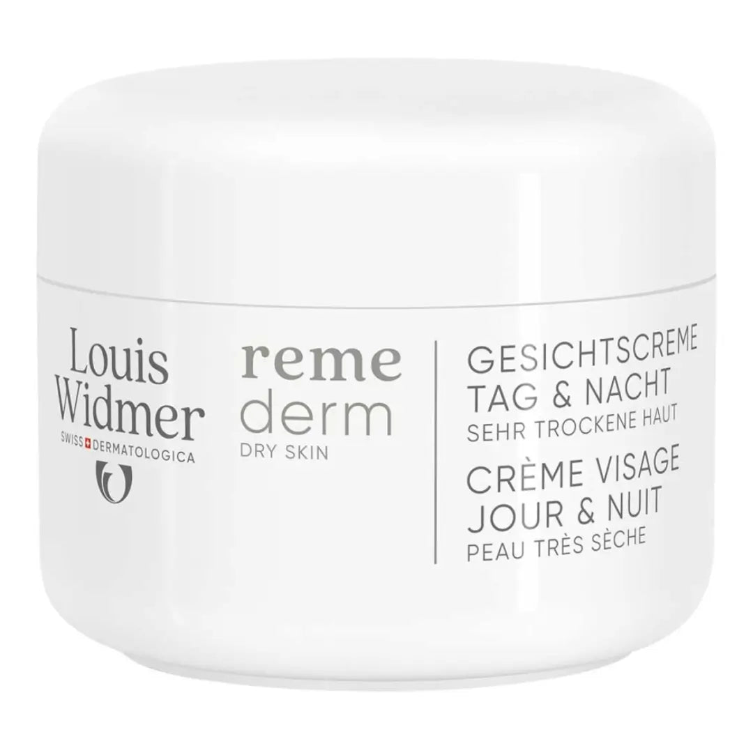 Louis Widmer Reme Derm Day & Night  Face Cream for very dry skin jar on a white background