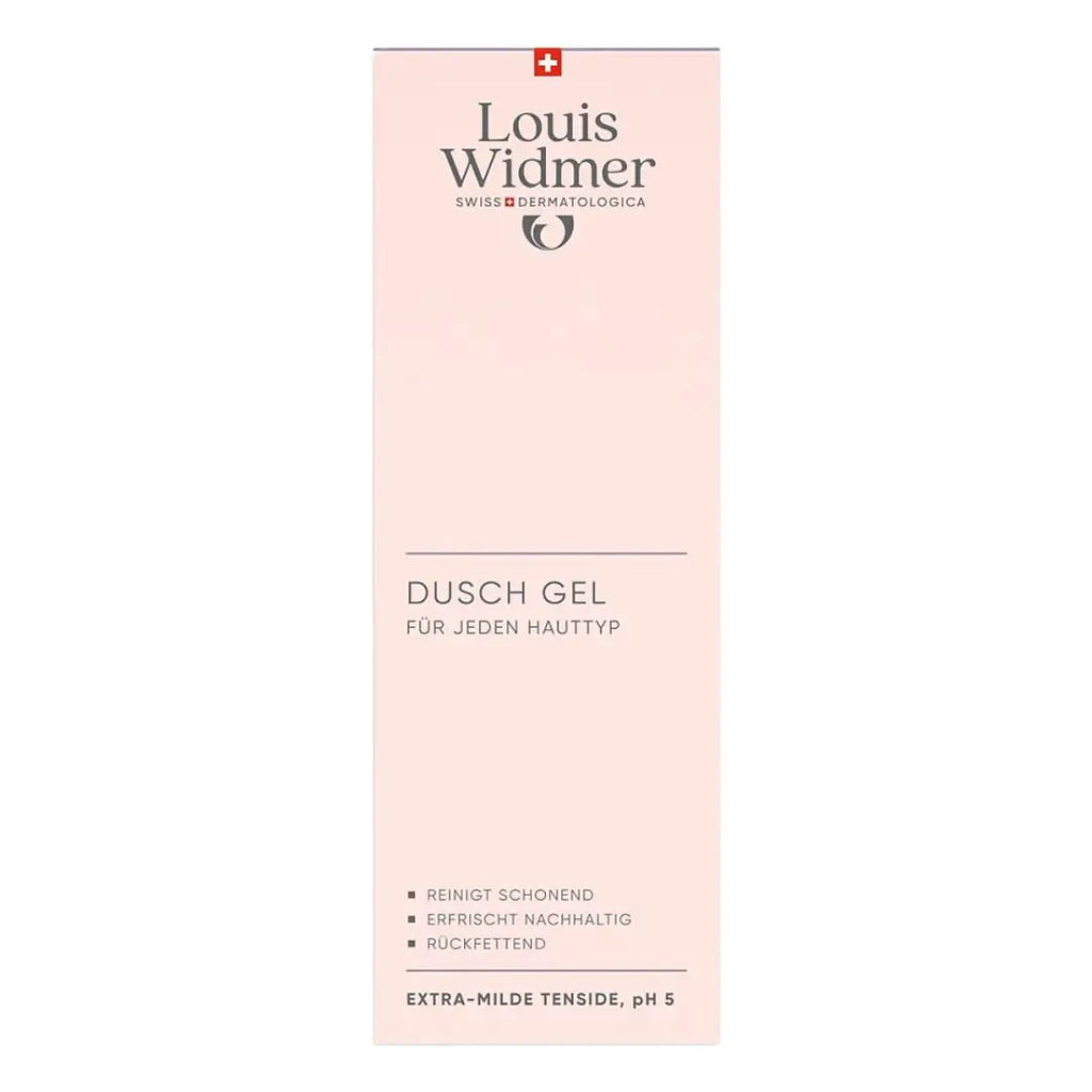 Louis Widmer shower gel packaging on a white background