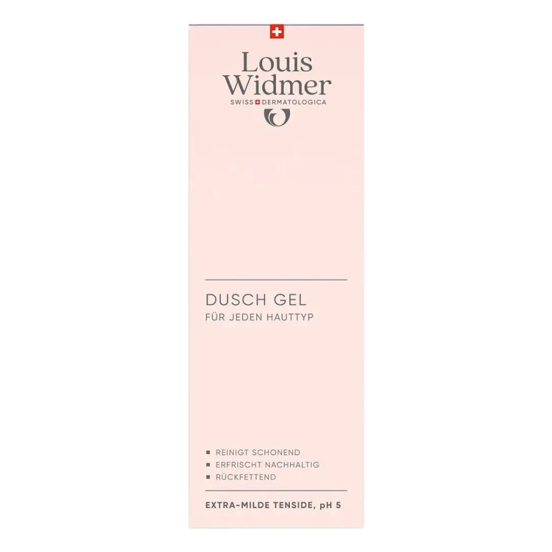 Louis Widmer shower gel packaging on a white background