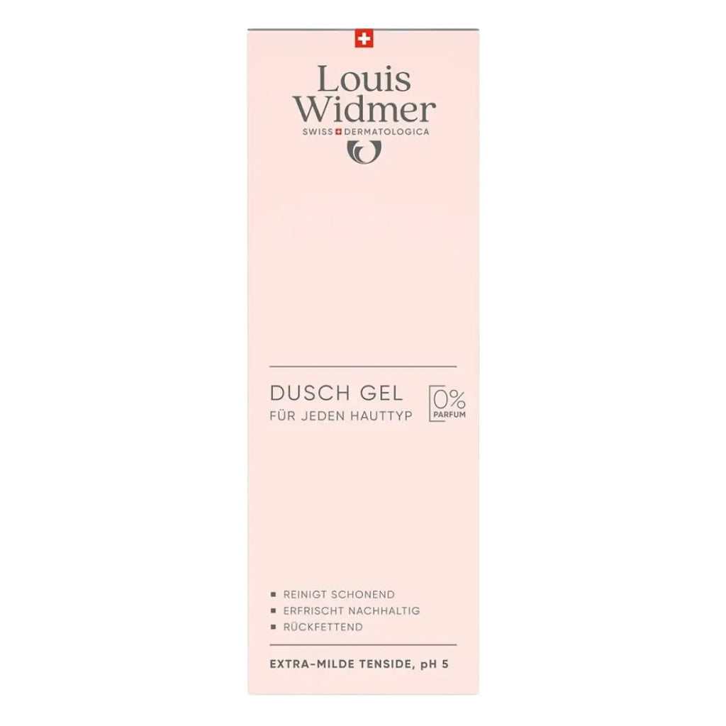 Louis Widmer shower gel packaging on a white background