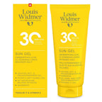 Louis Widmer sun gel packaging with SPF 30 on a white background