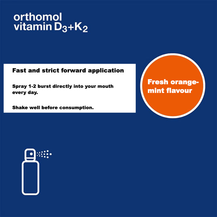 fast and strict forward application of the orthomol vitamin d3 +k2 spray