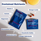 Overview of the nutrients contained on Chondroplus. The product contains, amongst others, hyaluronic acid and collagen hydrolysate