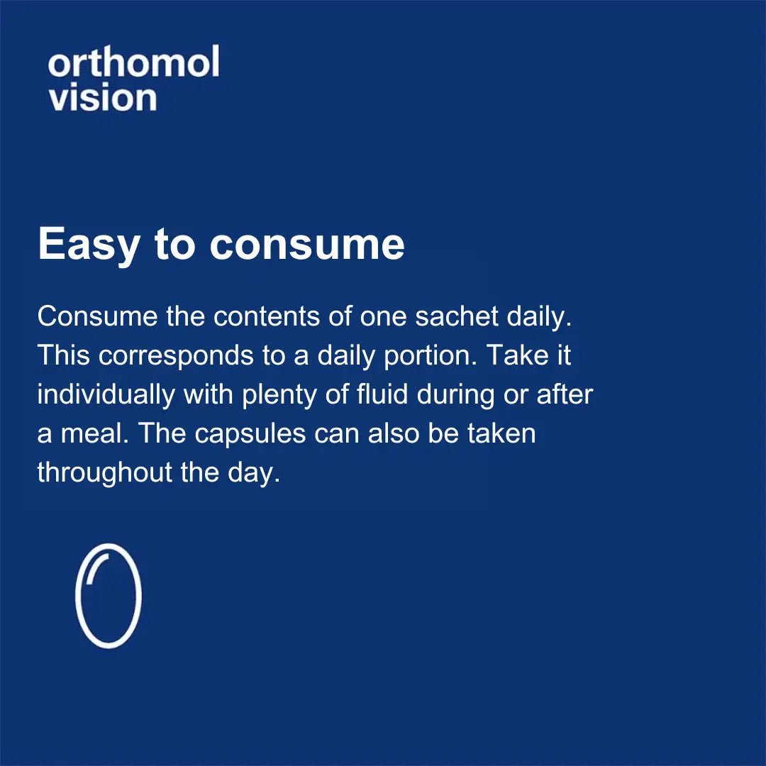 Easy to consume: Consume the contents of one sachet daily. This corresponds to a daily portion. Take it individually with plenty of fluid during or after a meal. The capsules can also be taken throughout the day.