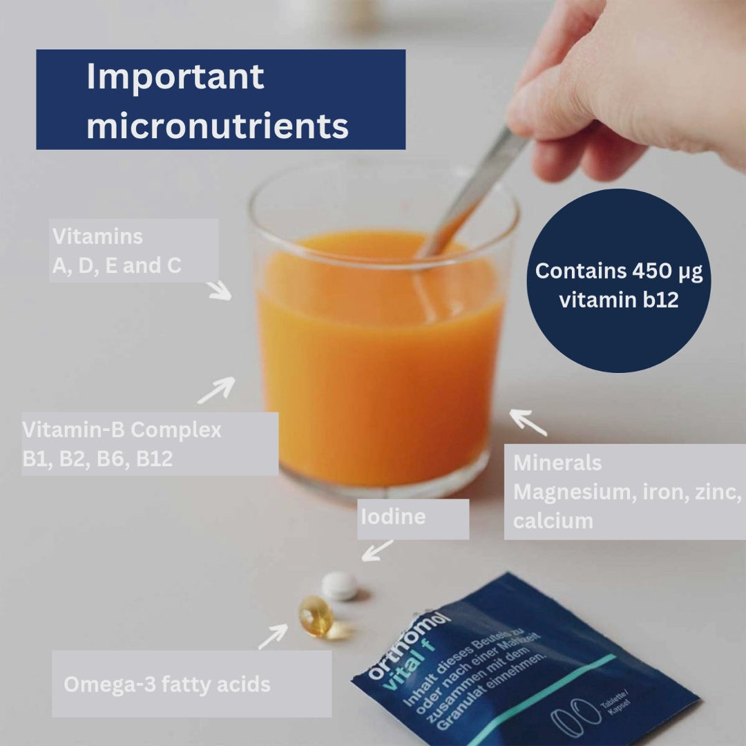 <tc>Orthomol</tc> مكمل فيتال إف بنكهة الجريب فروت لتعزيز حيوية المرأة لمدة 30 يومًا