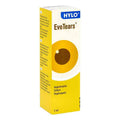 A 3 ml box of HYLO EvoTears eye drops, featuring a yellow and white design with a stylized eye graphic on the front.