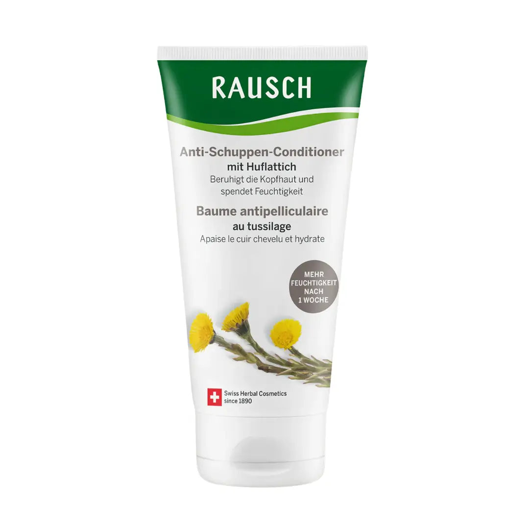 Rausch hair care product tube with green and white design on a white background