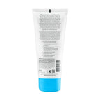 Back of the tube of Rausch mint shower gel with text and blue cap on a white background
