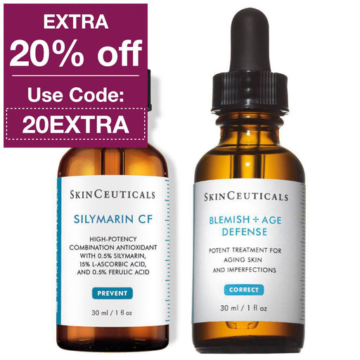 SkinCeuticals Anti-Imperfections Set: Blemish+Age Defense 30ml + Silymarin CF 30ml - Powerful Duo for Clearer, Healthier Skin.