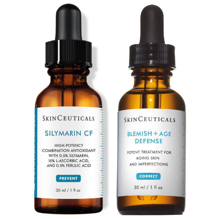 SkinCeuticals Anti-Imperfections Set: Blemish+Age Defense 30ml + Silymarin CF 30ml - Powerful Duo for Clearer, Healthier Skin.