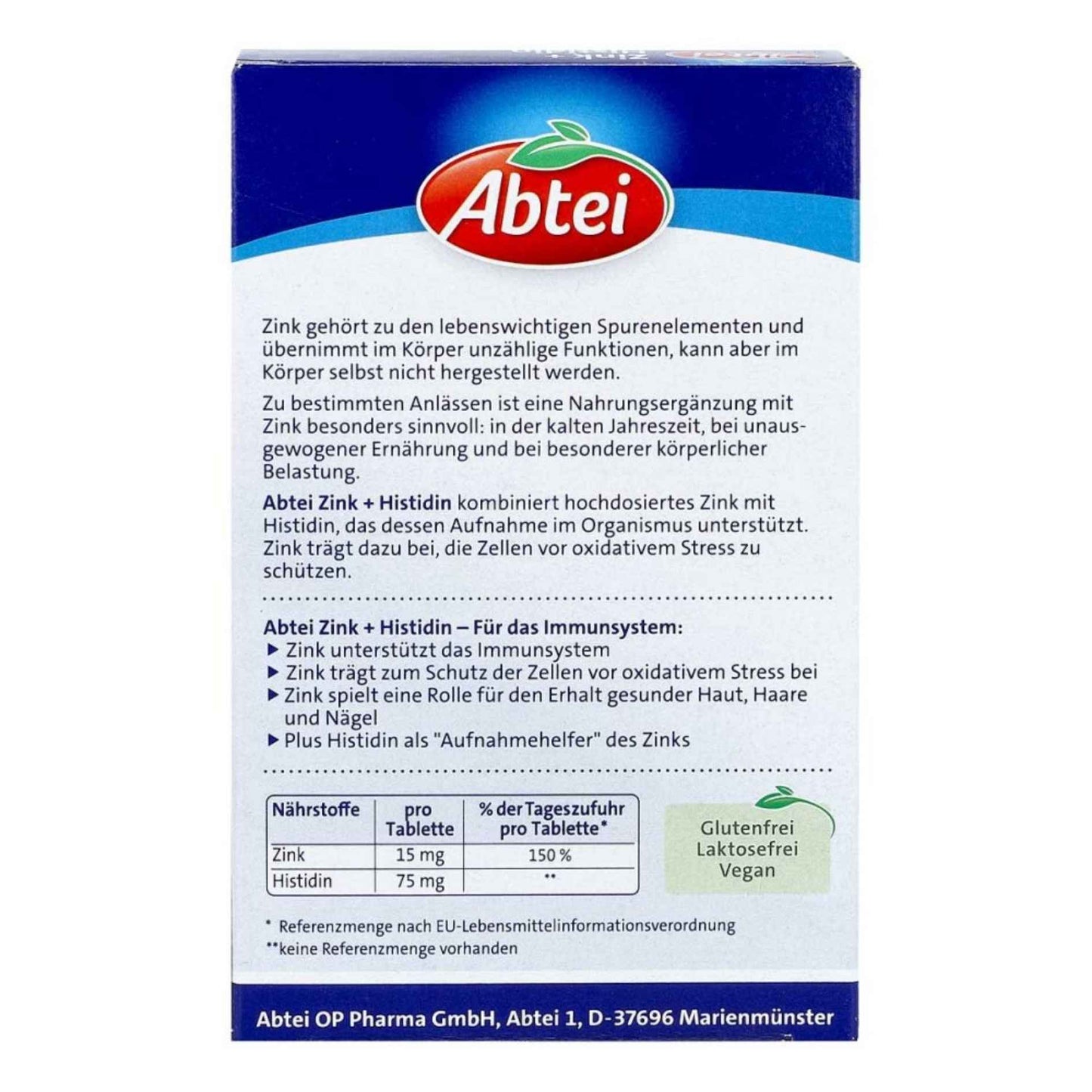 Abtei Zinc + Histidine 30 tab