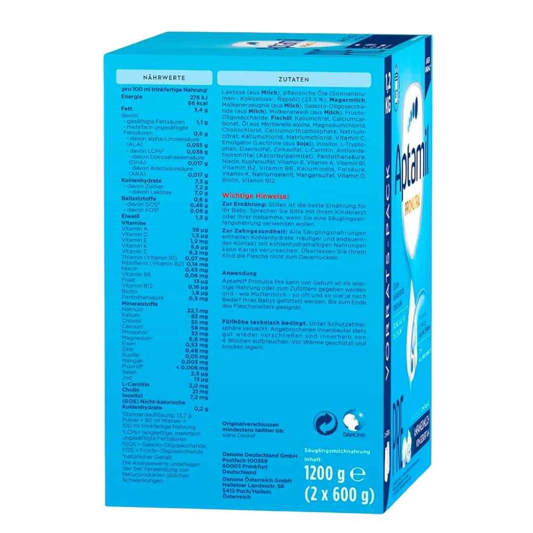 <tc>Aptamil</tc> Pronutra PRE Baby Formula First Spädbarnsmjölk 4 x 1,2 kg
